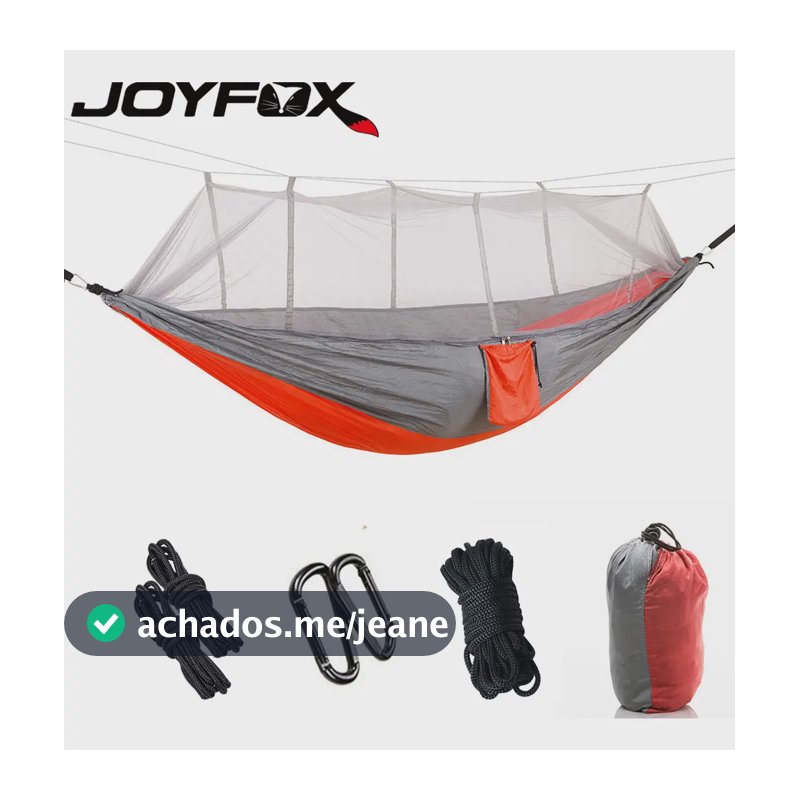 Rede de Dormir Joyfox Camping com Mosquiteiro 260x140cm 300kg Laranja