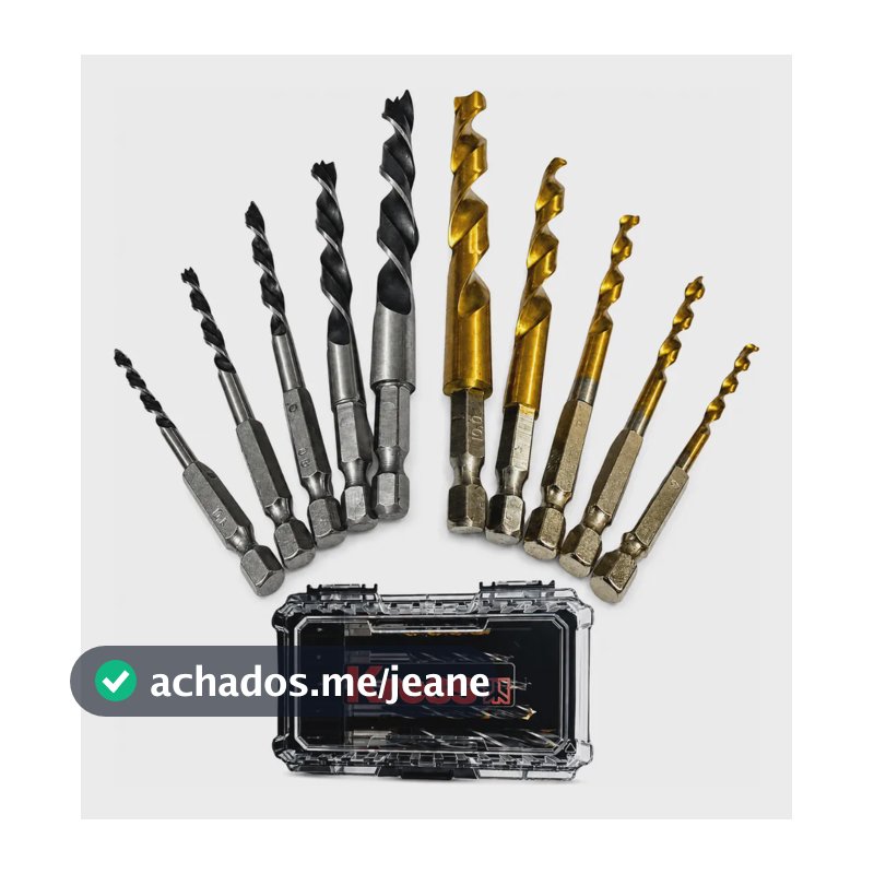 Jogo De Brocas De 1/4 C/10 Pçs P/ Madeira E Metal Ka1138
