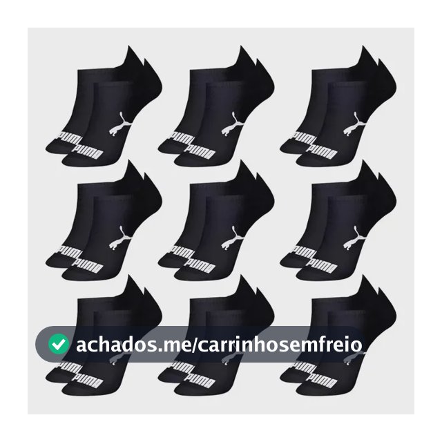 Kit 9 Pares Meias Puma Sapatilha Cano Baixo Algodão Original