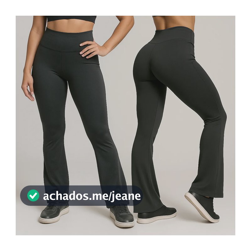 Kit 2 Calças Legging Flare Zero Transparência Leg Grossa Preto G