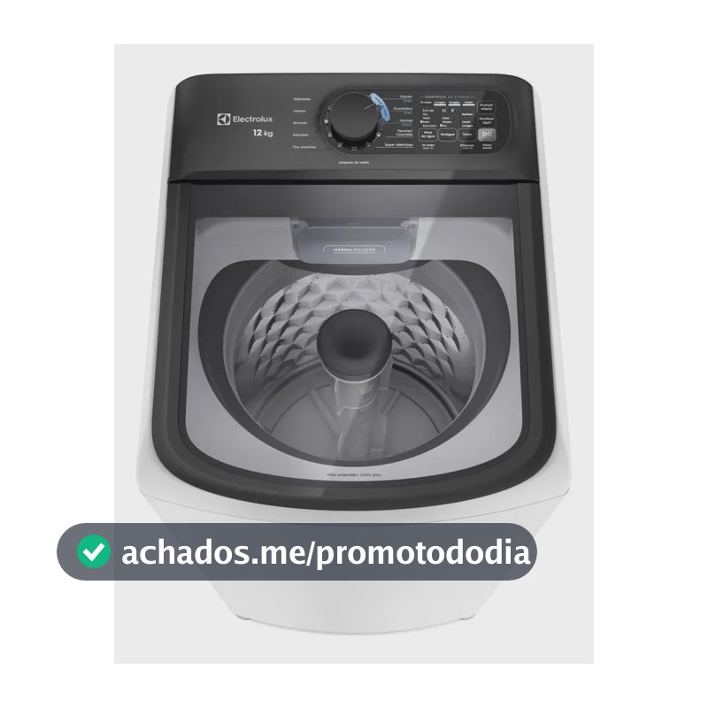 Máquina de Lavar Electrolux Efficient 12kg Branca Compacta, Econômica e Pré-diluição (LET12)