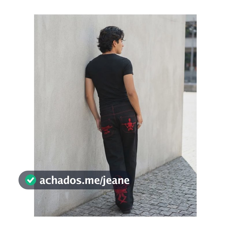 Calça Cargo Streetwear Várias Cores Oversized Baggy Preto Desenhos M