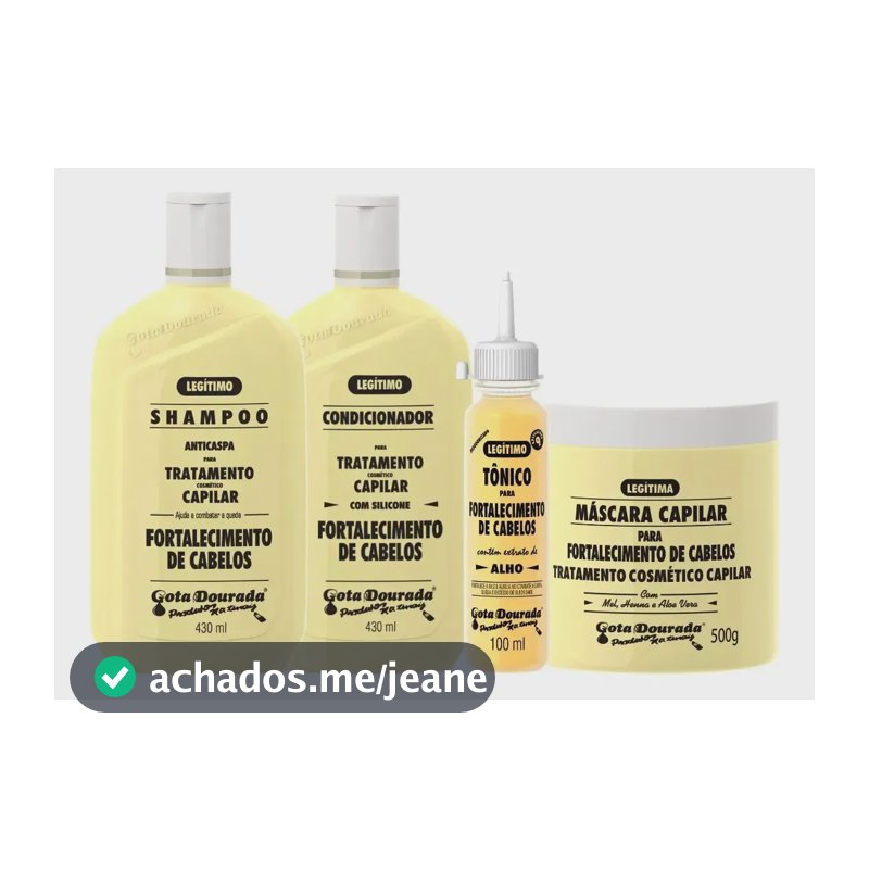 Kit Gota Dourada Com Shampoo Condicionador Máscara E Tônico