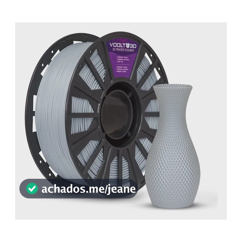 Filamento PLA Cinza Claro Velvet 1kg Voolt3D Aveludado Premium Para Impressão 3D Impressoras 3D Peças Decorativas Fabricação Nacional