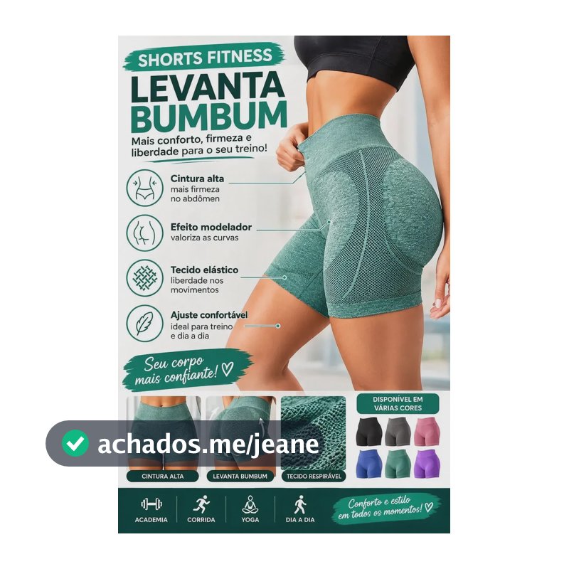 Short Feminino Fitness Levanta Bumbum Cintura Alta Preto Azul Lilas Vermelho Verde Cinza Lisa Unico