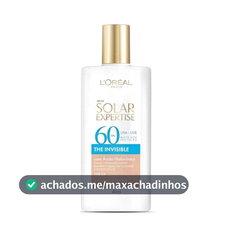 Protetor Solar Facial FPS 60, Textura Aquosa Ultraleve, Proteção Avançada Anti-Idade, Cor 2.0, Expertise The Invisible L’Oréal Paris Solar 40g