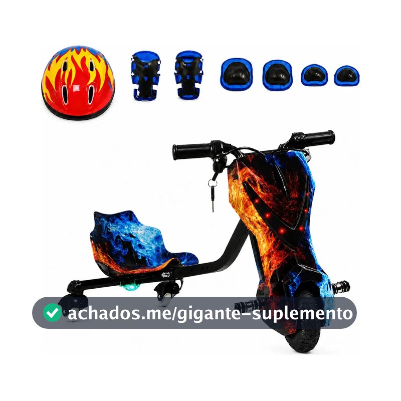 Triciclo Elétrico Drift 250W Carrinho Rolimã Infantil e Adulto com Bluetooth Som Luzes Até 15 km/h Bateria 36V Firewater Zippy Toys