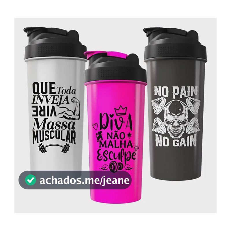 Kit 3 Coqueteleira Shaker Academia Garrafa Agua Treino Bike