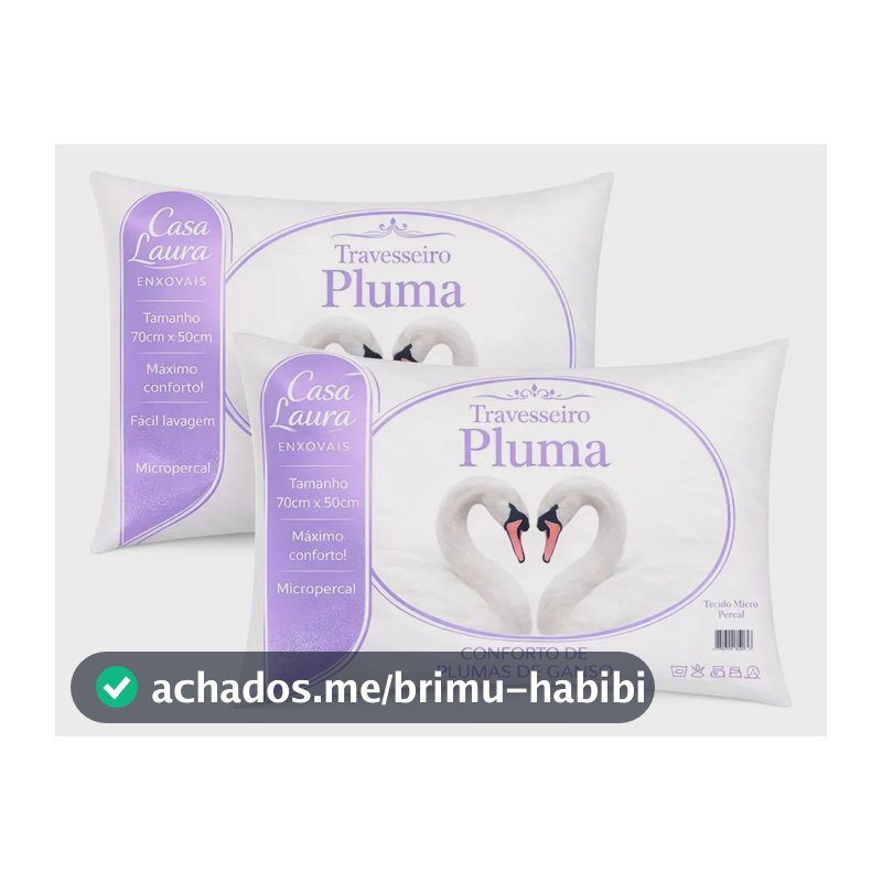 Kit 02 Travesseiro Antialérgico Pluma De Ganso 70cm X 50cm Cor Branco