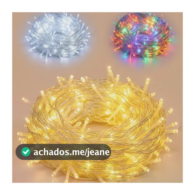 Pisca Natal Cordão 100 Leds 10m 8 Funções Três Cores 110/220