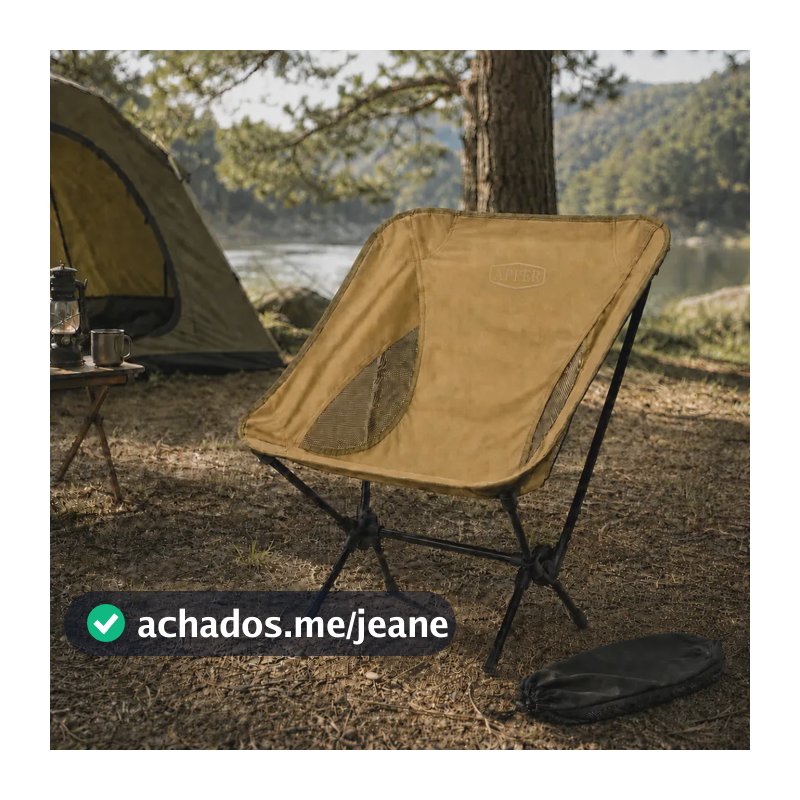 Cadeira Camping Dobrável Portátil Compacta para Pescar, Praia, Trilha, Viagens, Acampamento, Varanda, Parques e Lazer Suporta até 100kg - APFER (CÁQUI)