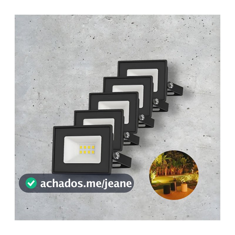 Kit 5 Refletor Led 10w Holofote Luz Quente Externo A Prova De Agua Ip65 Bivolt 110v 220v Amarelo 3000k Projetor Quente Jardim Decoração Resistente A Surtos De 1.500v Jardim