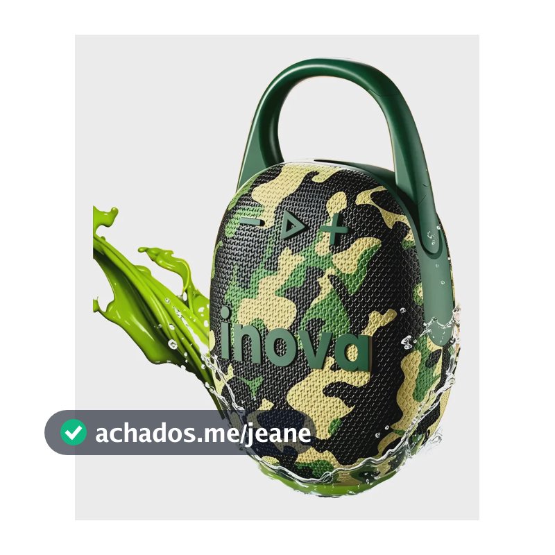 Caixa De Som Bluetooth 5.4 Portátil Potente Ip67 Com Gancho Camuflagem 127/220v