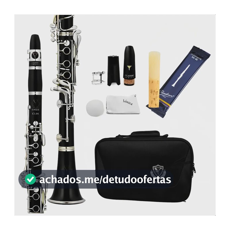 Clarinete Eagle Cl04 Sib Kit Completo Com Palheta Vandoren Preto