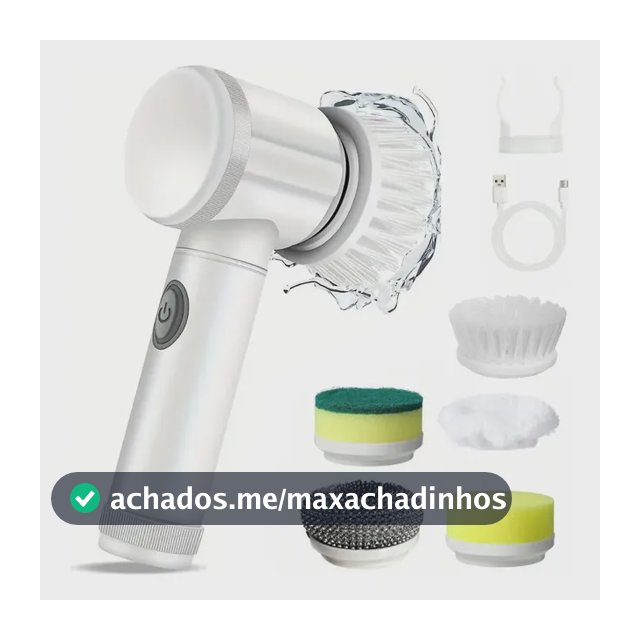 Escova De Limpeza Elétrica 5 Em 1 Multifuncional Giratória Branco