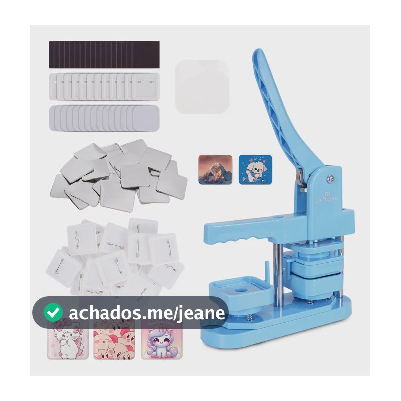 Máquinas Advertising Photobots 5x5cm Quadrado Pins E Bottons Azul Máquina +50 Imãs De Geladeira+50 Emblemas Mecolour
