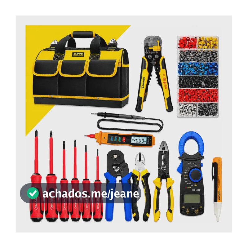 Kit Completo Eletricista Profissional Instalador Predial Amarelo E Preto