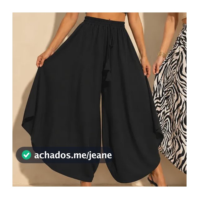 Calça Feminina Pantalona Wide Leg Godê Pantacourt Duna Larga