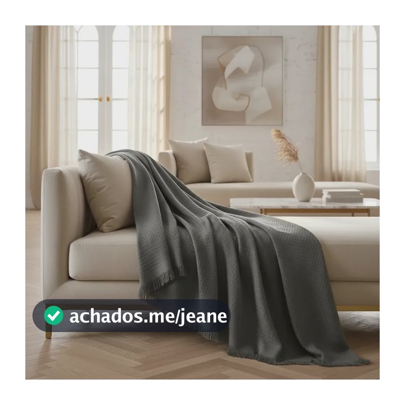 Manta Sofa Luxo Marrocos Dohler Cinza Escuro 150 X 210