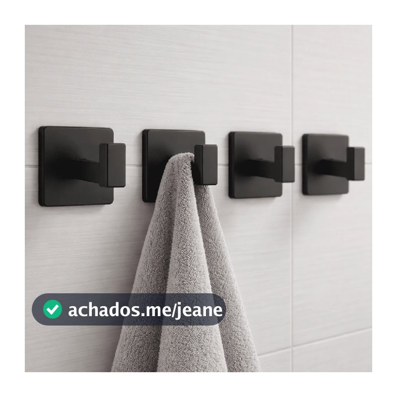 Kit 4 Suportes De Parede - Porta Toalha - Gancho Cabide Preto