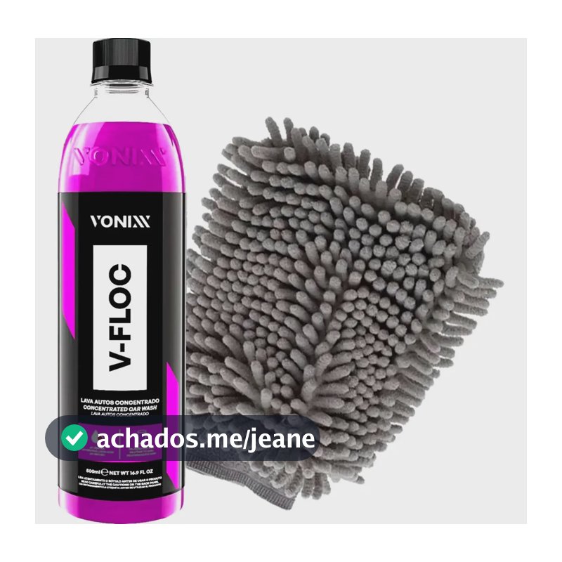 Luva Microfibra + Shampoo Automotivo 500ml V-floc Vonixx