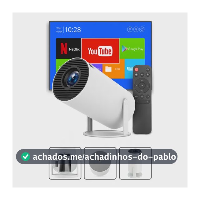 Mini Projetor Davely HY300 4K Android com Wi-Fi e Bluetooth Portátil Cinema Em Casa Imagem Nítida Controle Remoto Tela Grande Para Filmes Jogos Aulas Apresentações Alto Falante