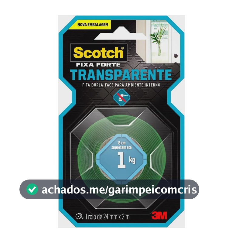 3M Fixa Forte Fita Dupla Face Transparente 24mm x 2m