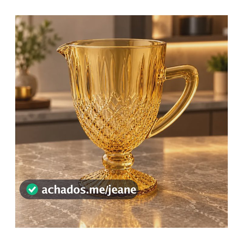 Jarra Vidro Âmbar 1,1l Texturizada Mesa Posta Casa Ambiente Âmbar