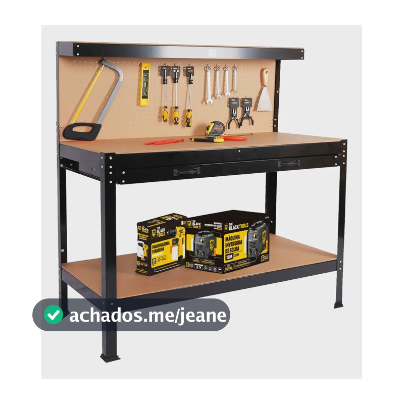 Bancada De Trabalho Profissional 120cm Com Painel Ripado Para Ferramentas Capacidade De 250kg Tbt100 The Black Tools