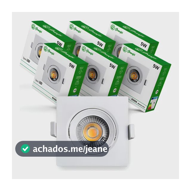 Kit 5 Luminária Spot Led 5w Embutir Redondo Quadrado Bivolt