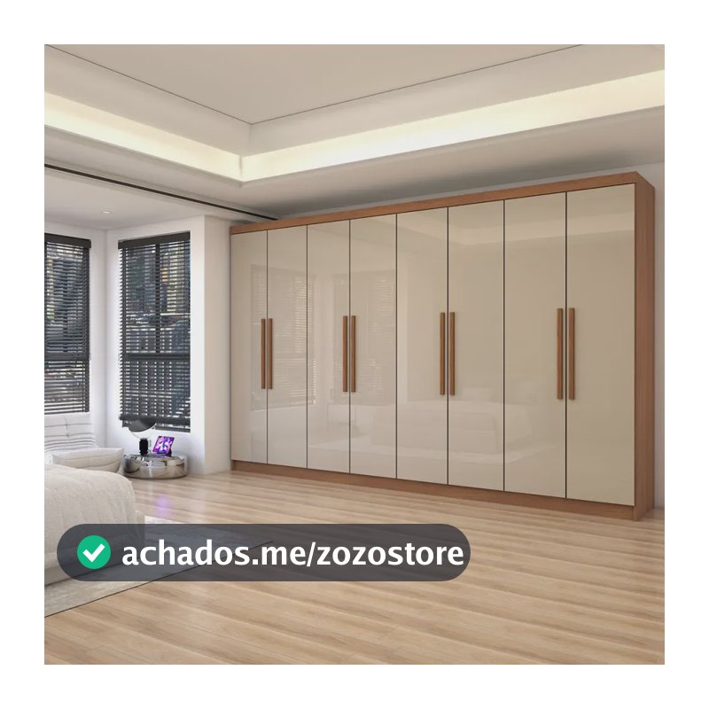 Guarda-roupa Casal Odisseia 8 Portas 4 Gavetas Cinamomo/off Bege