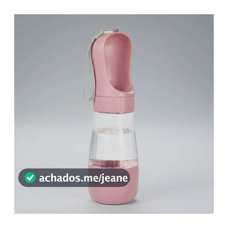 Garrafa Bebedouro Comedouro Pet Portátil 2 Em 1 Água E Ração Cor Rosa - A+ Utilidades