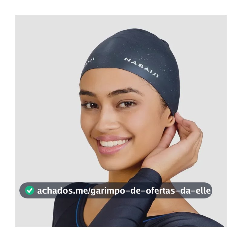 Touca de Natação Silicone Nabaiji 500 Cabelos Compridos Cor Preto