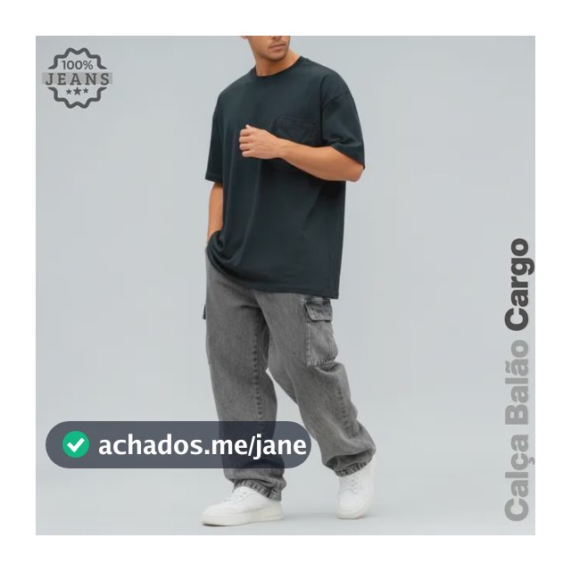 Calça Jeans Cargo Masculina Streetwear Preta Mescla 34 Ao 44