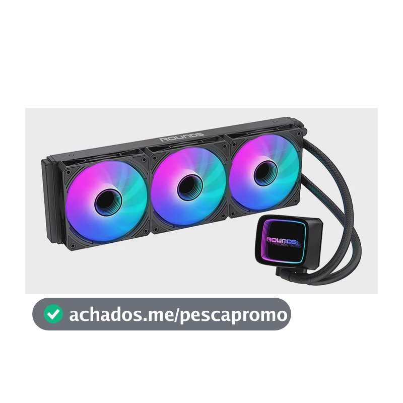 Water Cooler Round 5 Eurus Preto de 360mm Com ARGB Para CPU