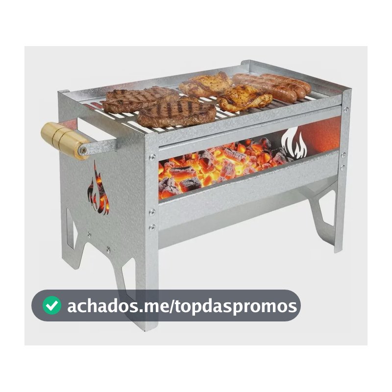 Churrasqueira Portátil Camping Praia Compacta Galvanizada Prateado
