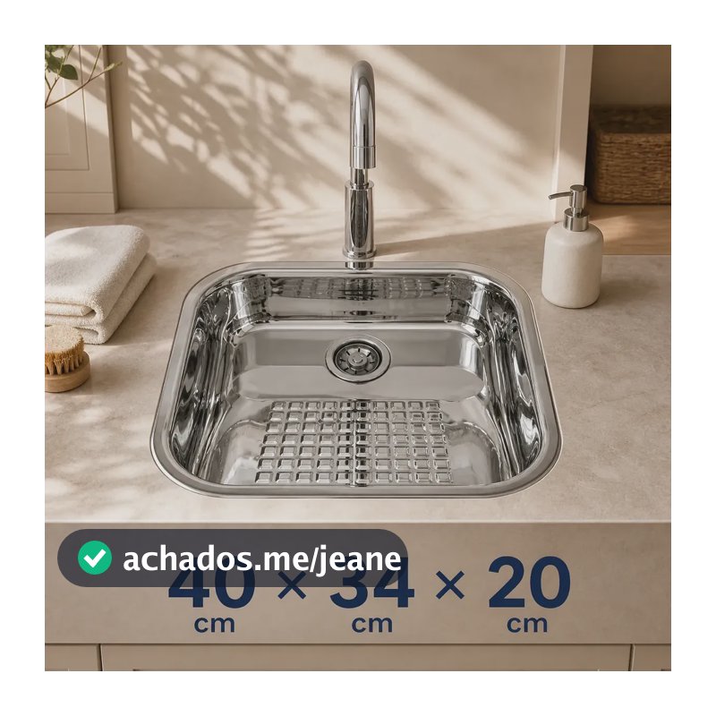 Tanque Lavanderia Aço Inox 304 40x34 Square Sobrepor Polido