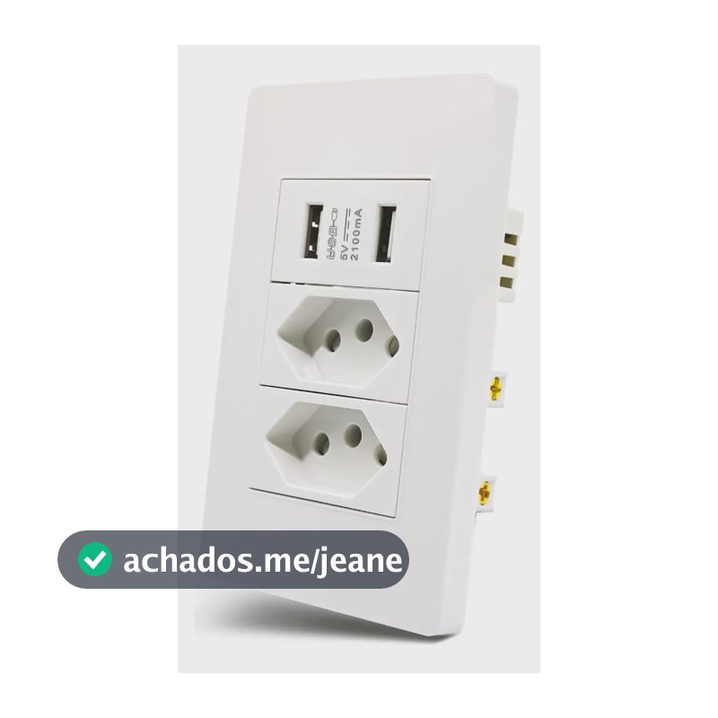 Tomada Dupla Usb De Parede Universal Bivolt 2.1a Celular 4x2 Cor Branco