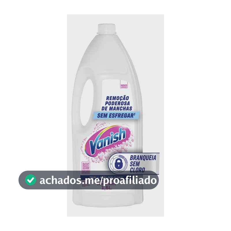 Tira Manchas Vanish Líquido Sem Cloro Crystal White para Roupas Brancas 1,5L