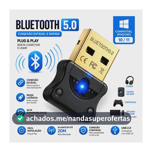 Adaptador De Bluetooth Dongle Usb 5.0 Pc Notebook Computador