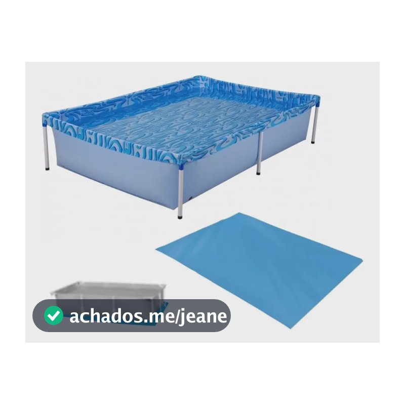 Kit Piscina Retangular 1000 Litros + Forro Cor Azul