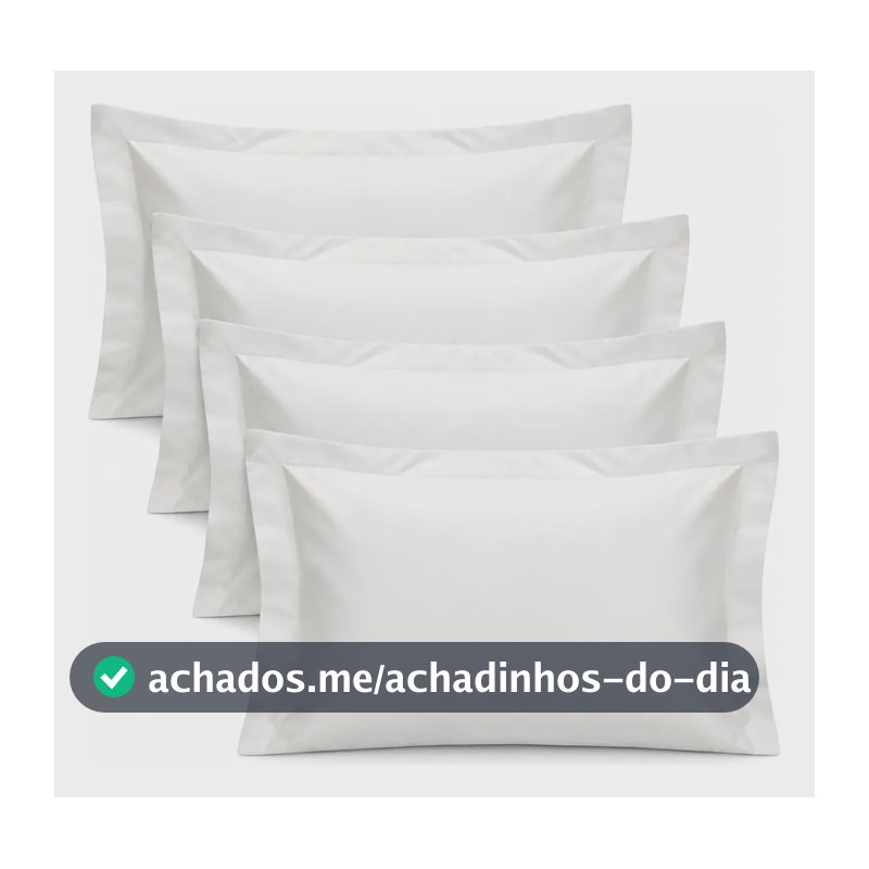 4 Fronhas 4 Abas Percal 600 Fios 100% Algodão Egípcio 50x70 Cor Branca Casablanca Com Aba 5cm 80x60cm