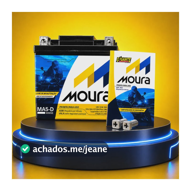 Bateria Moto Cg Titan Fan Biz Bros 125 150 160 5ah 12v Moura Direito