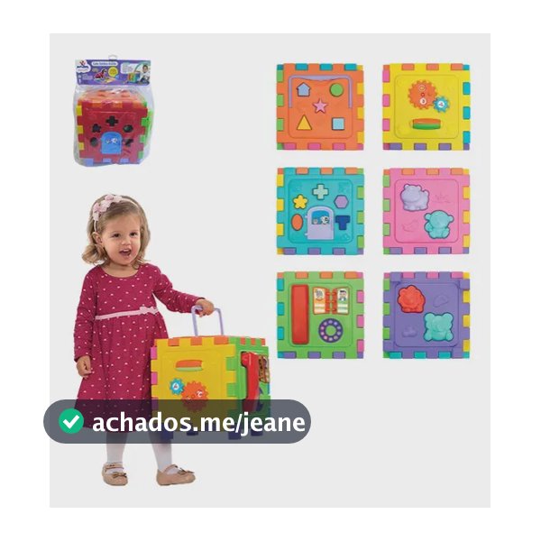 Brinquedo Educativo Cubo Mágico Grande Didático Infantil Encaixe 6 Faces Mercotoys