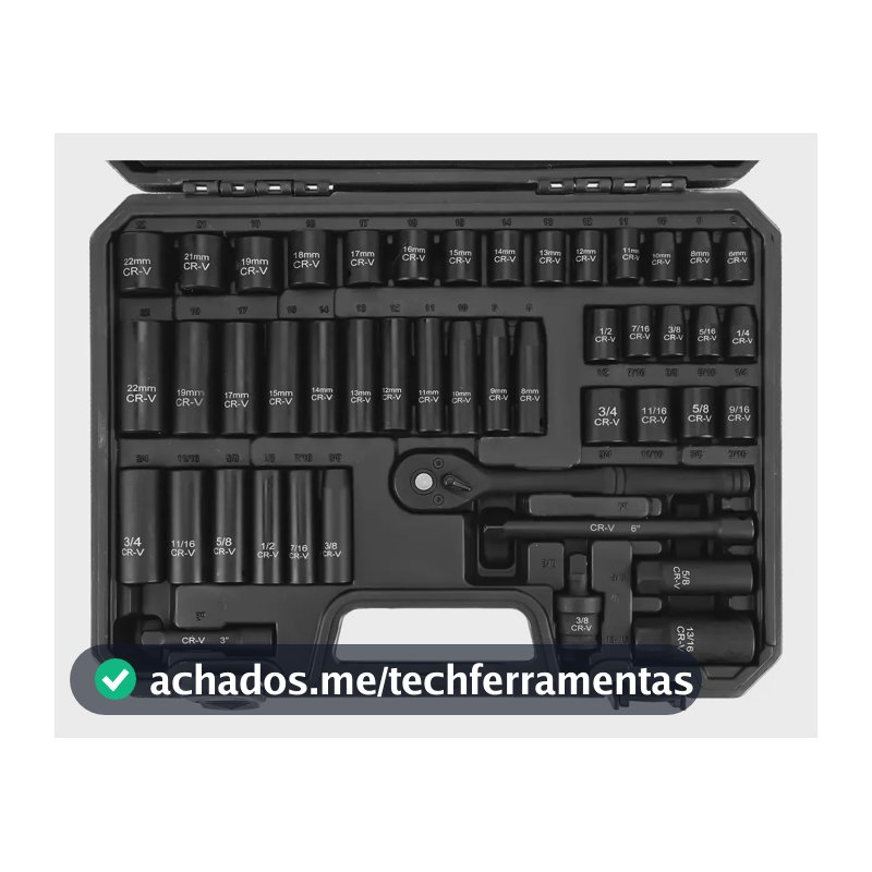 Kit De Chaves Jogo Chave Catraca 3/8 Soquetes Longos Preto