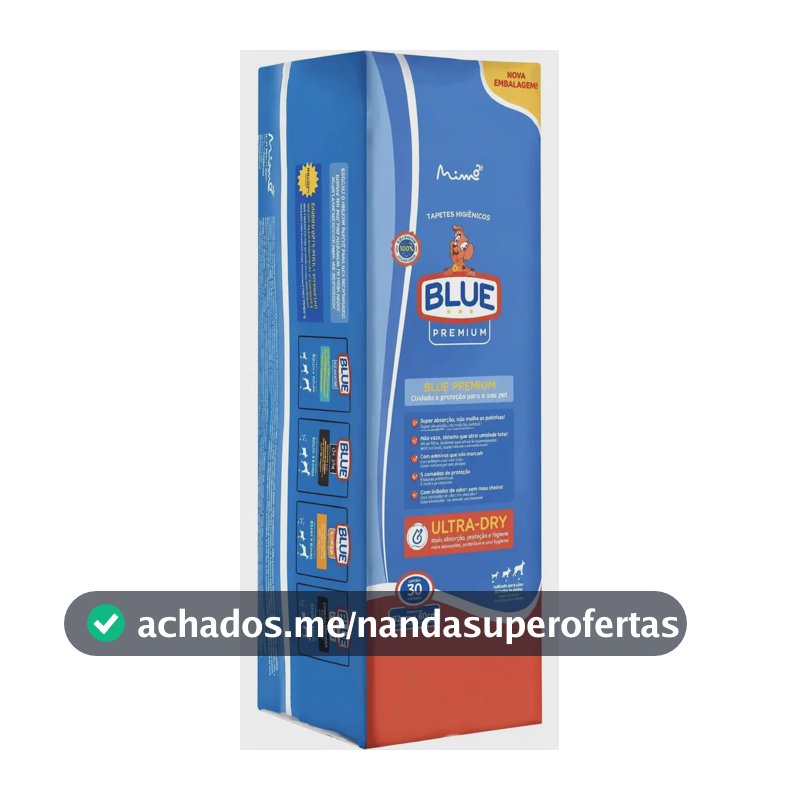 Tapete Higiênico Blue Premium Super Absorvente Para Cães 82x60cm 30 Unidades