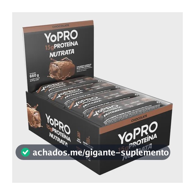 Yopro Bar 55g Display Com 12 Unidades Chocolate Nutrata Chocolate