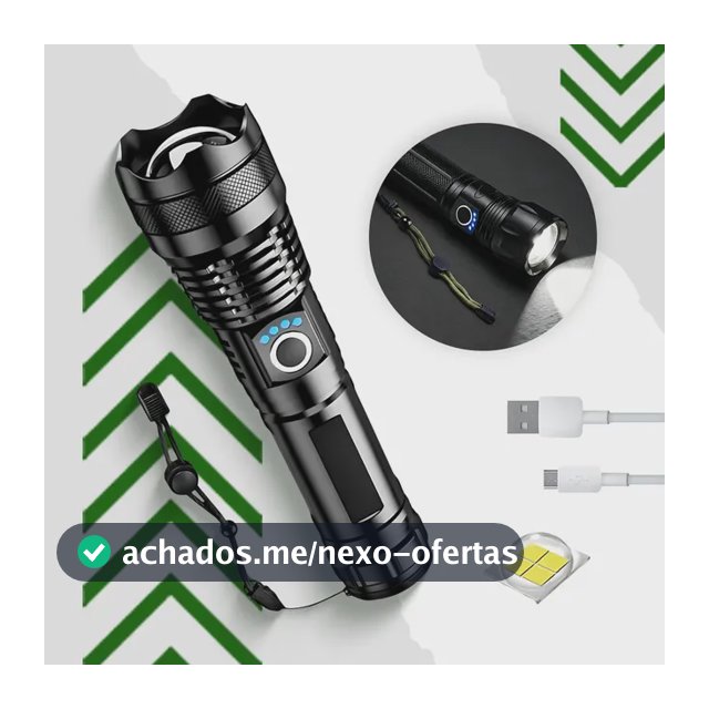 Lanterna Tática T9 Led Recarregável Mais Potente Do Mundo Alto Brilho Zoom Xhp Preto Luz Branca Holofote Pesca Sítio Fazenda Nixzen