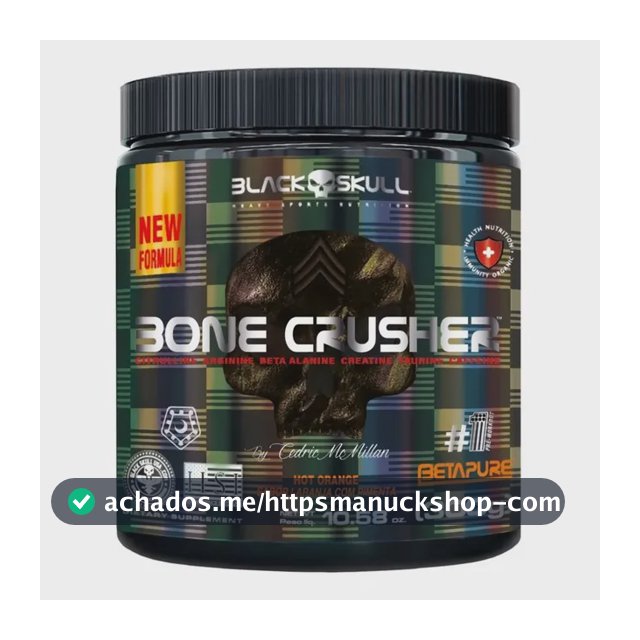 Pré-treino Bone Crusher Black Skull 300g - Hot Orange