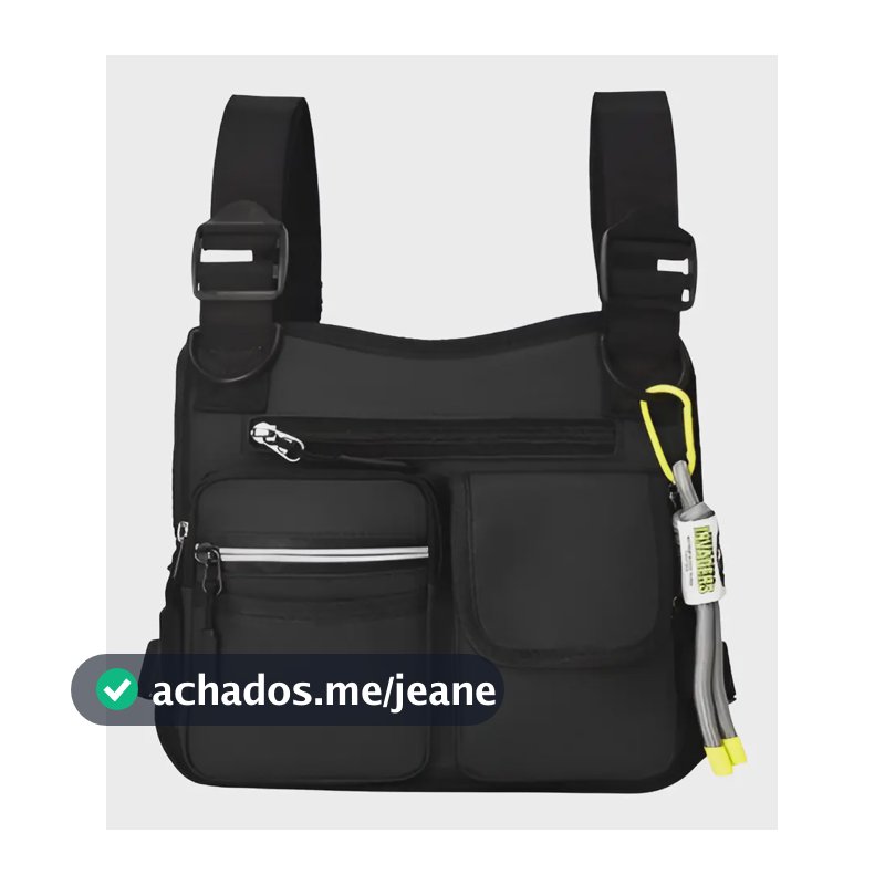 Pochete Peitoral Motoboy Ajustável Estilo Bag Unissex Já! Preto Liso